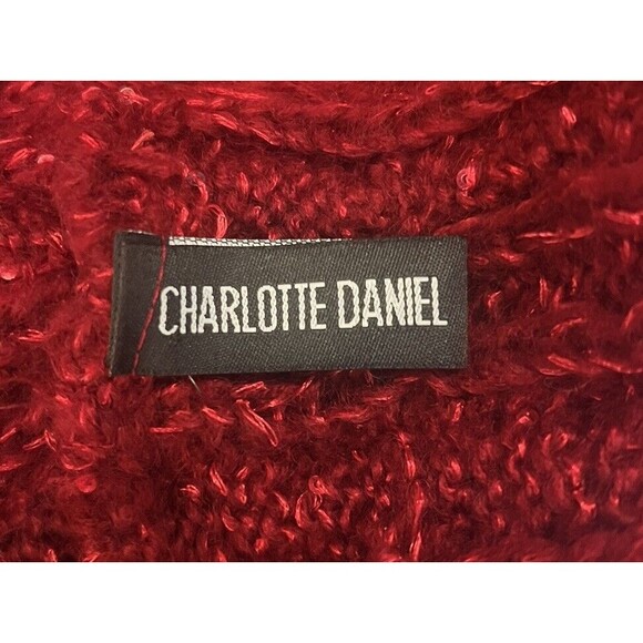 Charlotte Daniel Red Infinity Scarf Sequined Metallic Embellishments - Picture 3 of 4